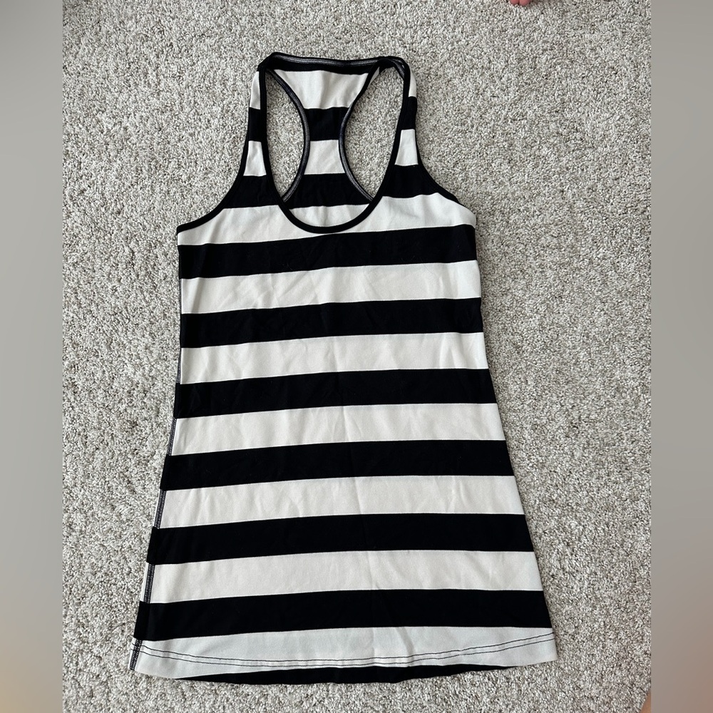 lululemon athletica Black and White Striped Tank Top